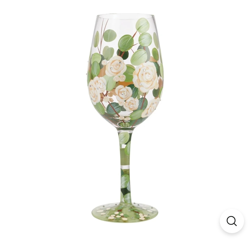 Lolita Green and Cream Floral Wine Glass